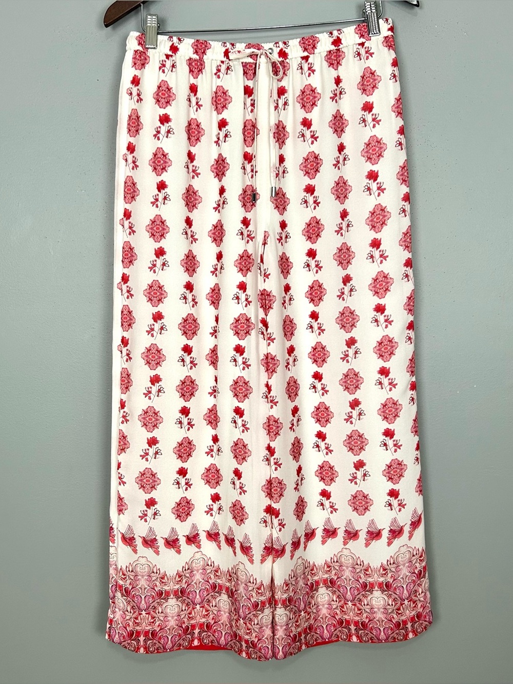 Vintage Doncaster Silk Crop Pants Women’s Size 6 Pull On Wide Leg Boho Tribal